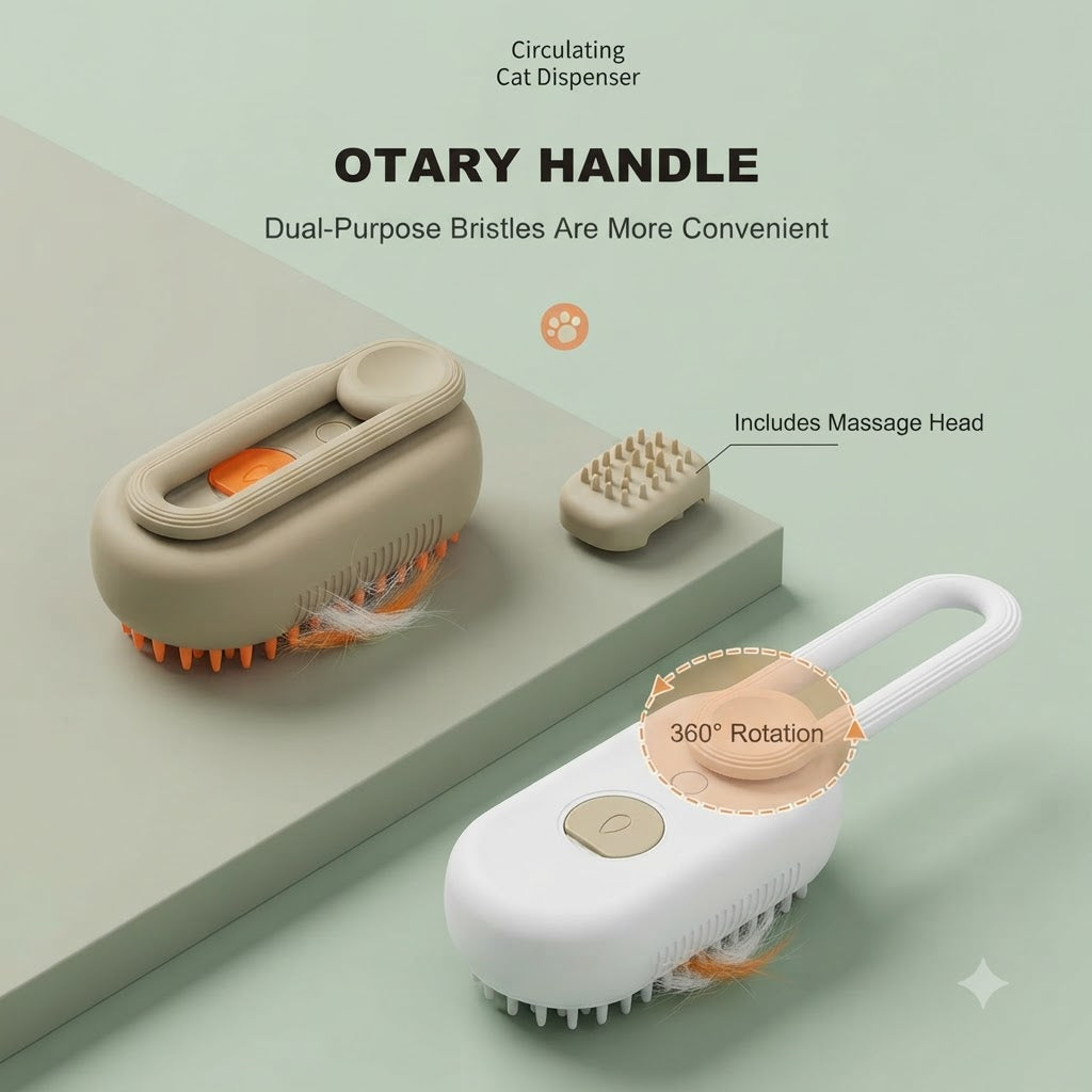 2-in-1 Pet Steam Brush for Cats & Dogs