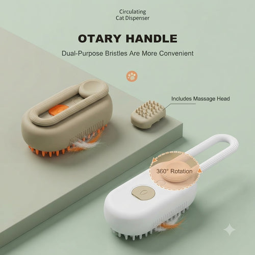 2-in-1 Pet Steam Brush for Cats & Dogs