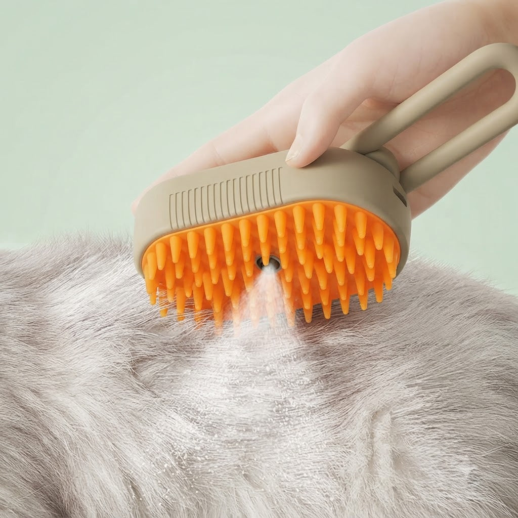 2-in-1 Pet Steam Brush for Cats & Dogs