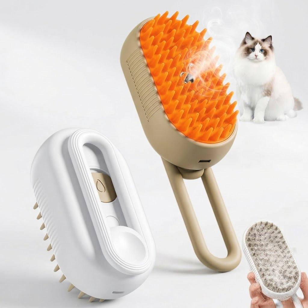 2-in-1 Pet Steam Brush for Cats & Dogs